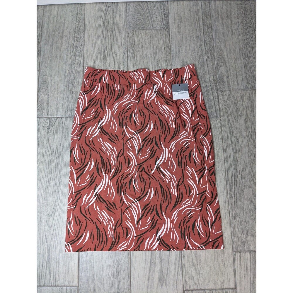 Liz Claiborne Skirt Womens XL Dusty Cedar Animal Print Stretch Pull On Career